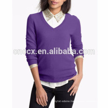 15PKCAS13 2016 women's trendy silk cashmere v neck sweater